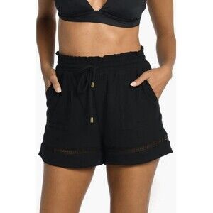 La Blanca Womens Beach Black Swimsuit Cover Up Swim Shorts Size Large NWOT $75